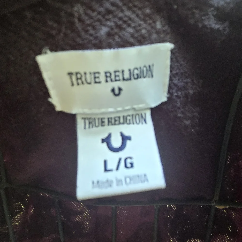 TRUE RELIGION Gold&silver Metalic Camo Front Pocket Hoodie SzL - Picture 10 of 11